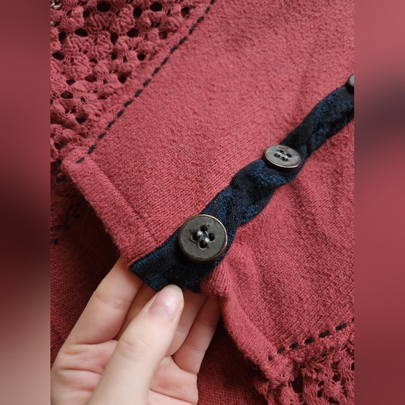 BKE Gimmicks Mixed Pattern Cardigan Collared Knit Button Up - Picture 4 of 9